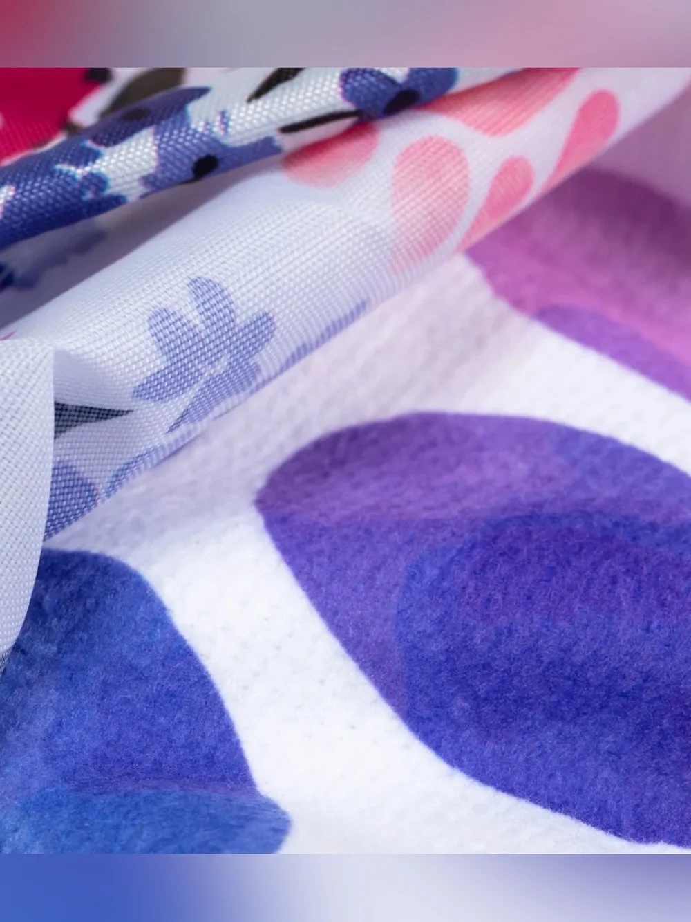 Sand-Free Floral Paws Microfiber Beach Towel With Drawstring Carry Bag